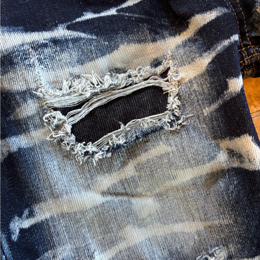 Arketype Mens Blue and White Patterned Skinny Jeans - Picture 5 of 10